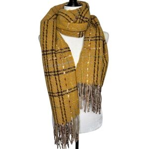 Le Grenier Plaid Yellow Scarf with Fringe